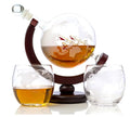 AIHPO9 Top Seller Wholesale Gift Brandy Vodka Liquor Etched 850ml Glass Bottle and Glasses Globe Whiskey Decanter Set with Ship