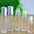 Fancy 5ml 10ml 15ml Clear Glass Cosmetic Roll on Bottles Diffuser Essential Oil Perfume Steel Glass Roller Bottles