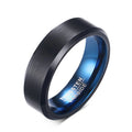 New Arrival Reasonable Price Wholesale Prices 6mm Matte Black and Blue Tungsten Mens Wedding Rings