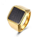 Simple Fashion Men's Ring Jewelry  Carbon Ring 18K Gold Plated Stainless Steel Ring Gift