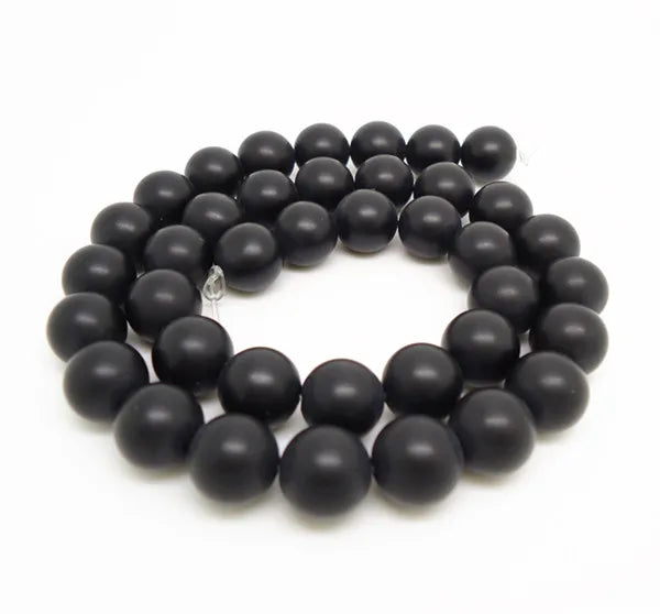 AB0069 Natural Black Frosted Agate Onyx Beads Matte Black Onyx Agate Beads