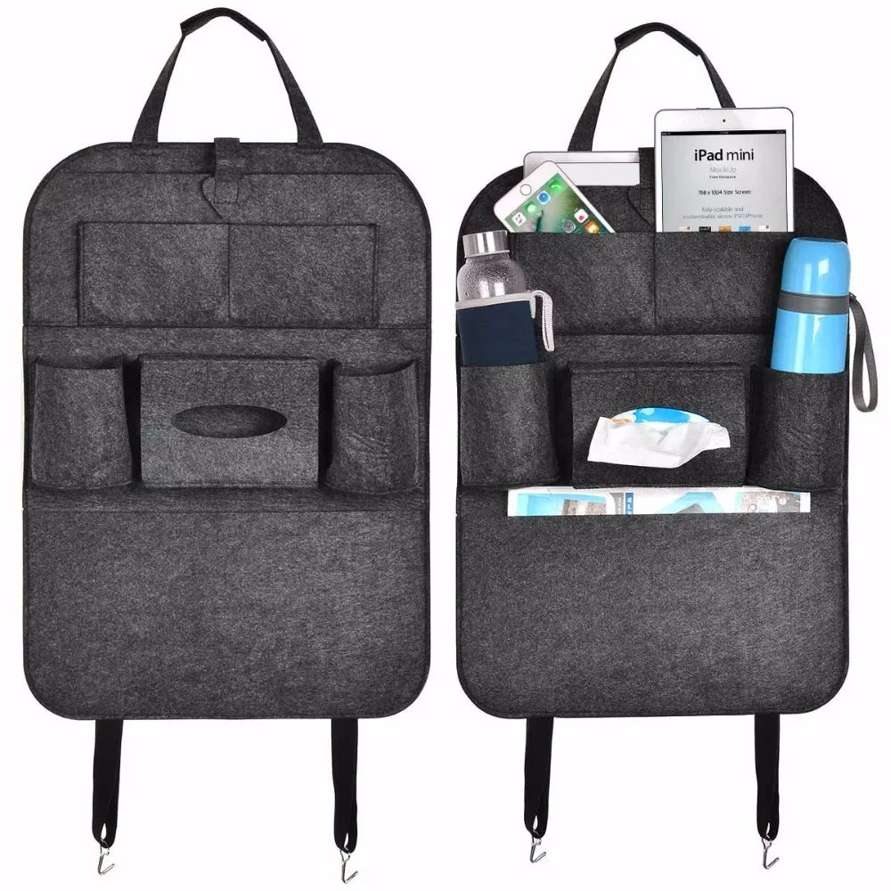 Premium Modern Multipurpose Car Auto Drinks Organizer Bag with Customizable Size and Custom Logo Felt Fabric Back Seat Storage