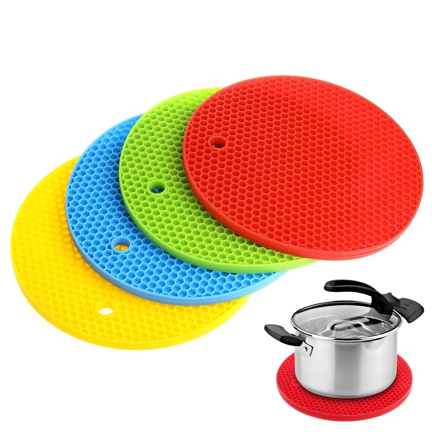 Wholesale Round Non-Slip Kitchen Utensils Silicone Hot Pot Pad Trivet Mat Heat Resistant