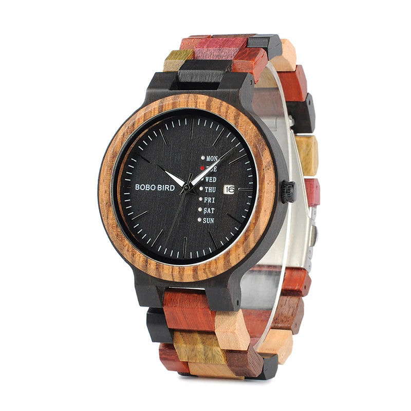 quickshipment For BOBO BIRD Custom Logo Square Wooden Wrist Watch for Men Quartz Sport & Fashion Watch