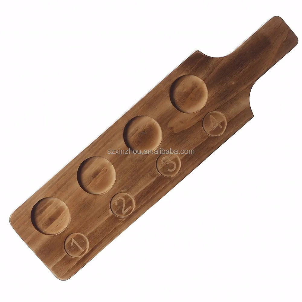 Pilaster Glasses Beer Tasting Flight Bottle Wooden Tray Bar Serving Tray Hotel Amenity Tray Wood Natural Home Hotel Restaurant