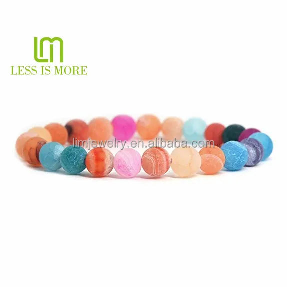 Best Sale 8mm Agate Beaded Woman's Yoga Bracelet Chakra Weathered Tracked Multicolor Bohemia Style for Weddings and Gifts