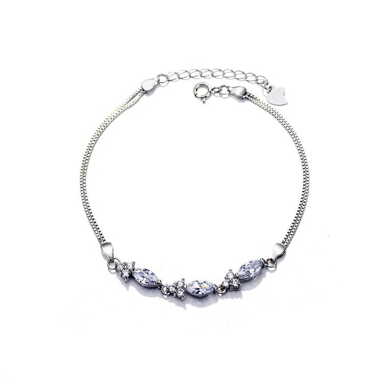 Hot Selling 925 Sterling Silver Crystal Charm Bracelet for Women