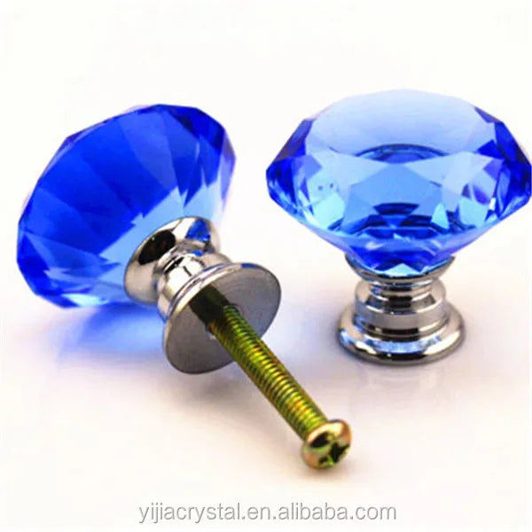 Elegant Crystal Cabinet Handles Premium Glass Drawer Pulls for Modern Furniture Home Decor 40mm Blue Diamond