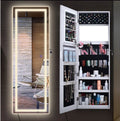 Jewelry Cabinet Box Wall Mount Lockable Touch Screen Light Built-in Zipper Pocket Inside Full-length Makeup Dressing Mirror  Led