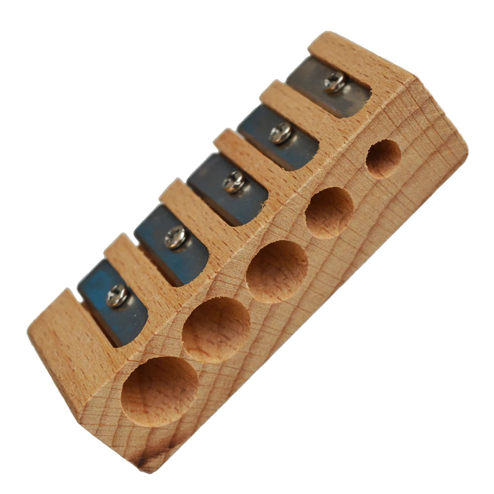OEM Novelty Stationery Manual Wooden Pencil Sharpener with 5 Holes Premium Quality Pencil Sharpeners