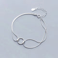 Wholesale 925 Sterling Silver Double Layer Snake Chain Bracelets Middle Circle Round Bracelets Jewelry