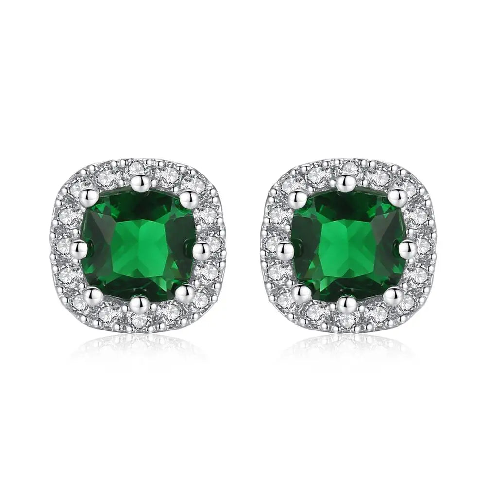 LUOTEEMI Cute Square CZ Stone Post Stud Earrings Four Color Options Fashion Style Korean Cubic Zirconia Earring