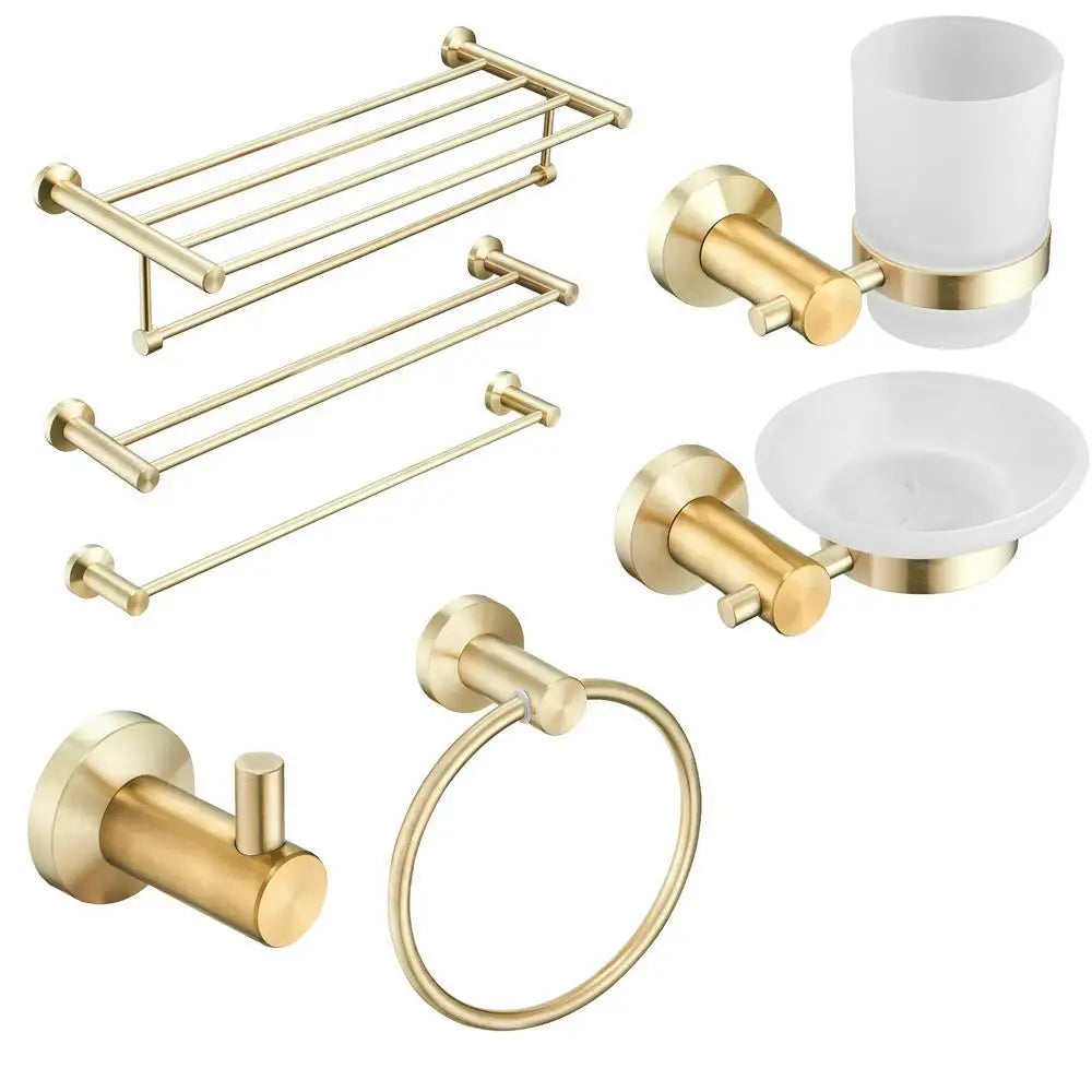 New Brushed Gold Bathroom Accessories Stainless Steel Hardware Set