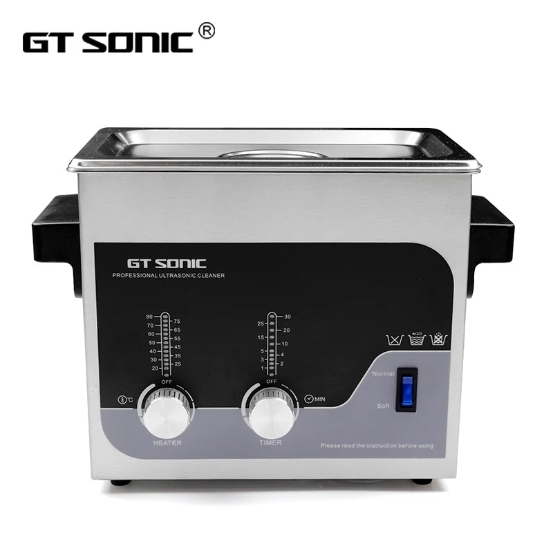 GT SONIC Electric Heated 3 Liter Ultrasonic Cleaner with Adjustable Timer and Stainless Steel Tank for Household Use