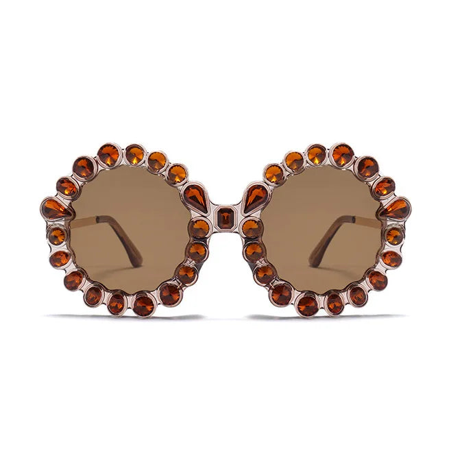 14332 Superhot Eyewear 2019 Luxury Brand Designer Sun Glasses Round Oversized Women Bling Crystal Rhinestone Sunglasses