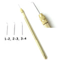 Copper Ventilating Holder with 3 Different Size Wig Needles Hair Extension Tools for Lace Wig Making