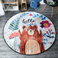 Foldable Round Polyester Animal Print Play Mat for Kids Washable Non-Slip Exercise & Camping Floor Activity Mat