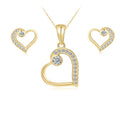 Wholesale 925 Sterling Silver Heart Design 18K Gold Plated Cubic Zircon CZ Earrings Pendant Set