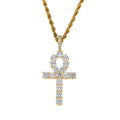 CN019 Gold Plated Hip Hop Anha Cross Pendant Necklace with Rope Chain and Micro Pave CZ Stones for Men and Women