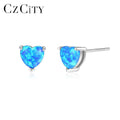 CZCITY Women Heart 925 Silver Opal Stud Earrings 2025 Heart Shape Korean Cute Girls Ear Stud