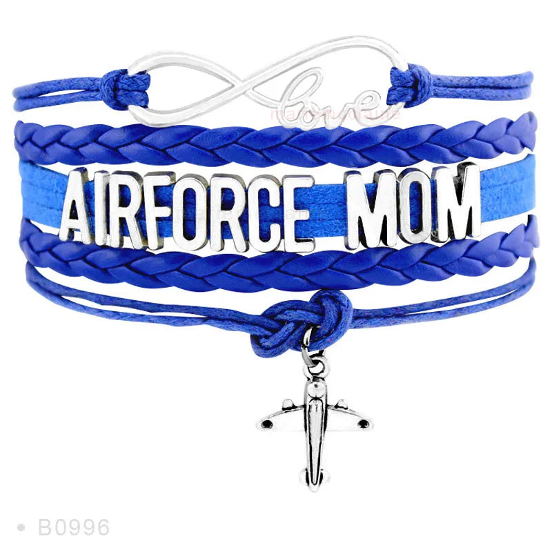 Handmade Leather Airplane Charm Bracelet for Women Marine Air Force Inspired for Mom Wife or Girl Friend Wrap Bracelet
