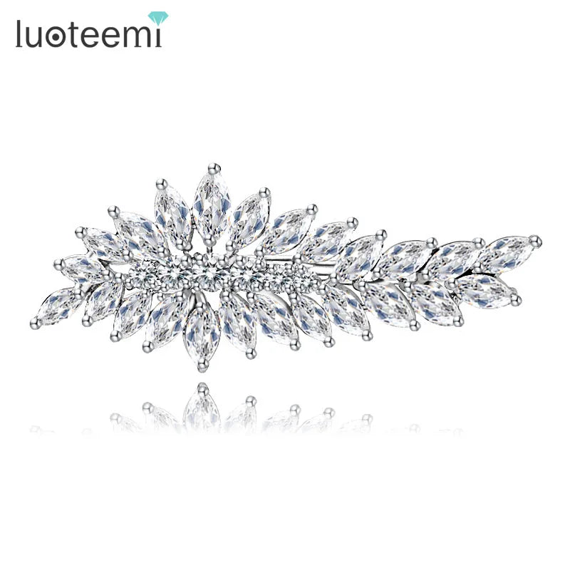 LUOTEEMI Brand Wholesale Fashion Hair Accessories Bridal Hair Jewelry a AA Cubic Zircon Bridesmaid Gift Hair Clip