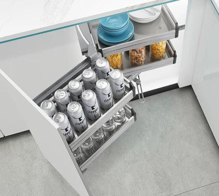 3 Tier Revolving Stainless Steel Kitchen Pull Out Storage Corner Cabinet Basket for Kitchen