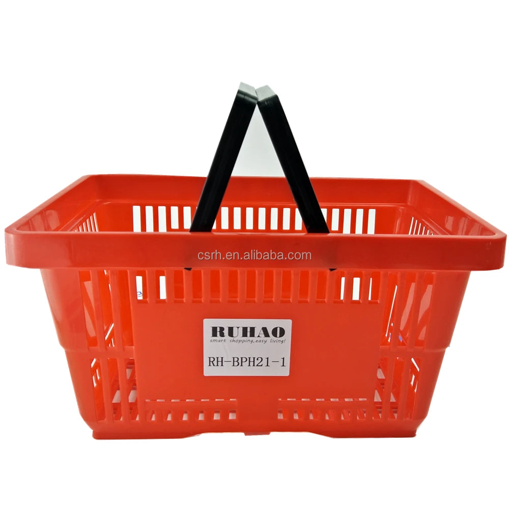 RH-BPH21-1   430*300*230mm   Carry Shopping Basket   Plastic Basket for Supermarket