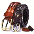 Wholesale Genuine Belt With Bronze Buckle Braided Leather Belt