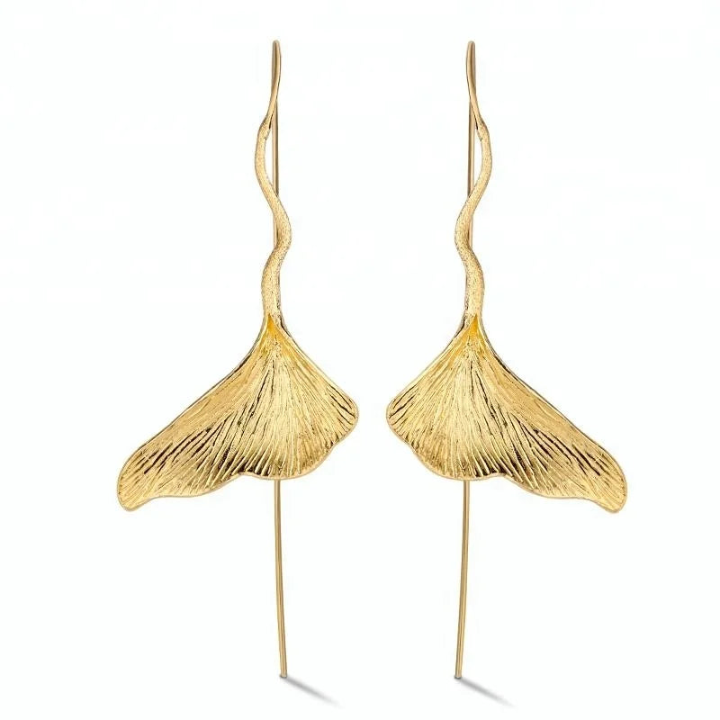 Lotus Fun Designer Silver Ginkgo Leaf Gold Filled Jewelry
