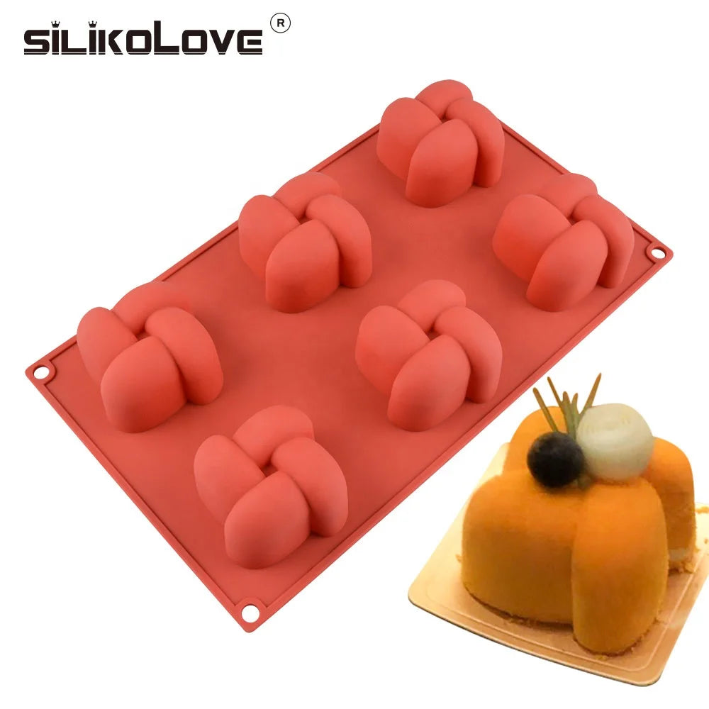 Food Grade 6 Cavity Windmill Non-Stick Silicone Cake Mold for Mousse