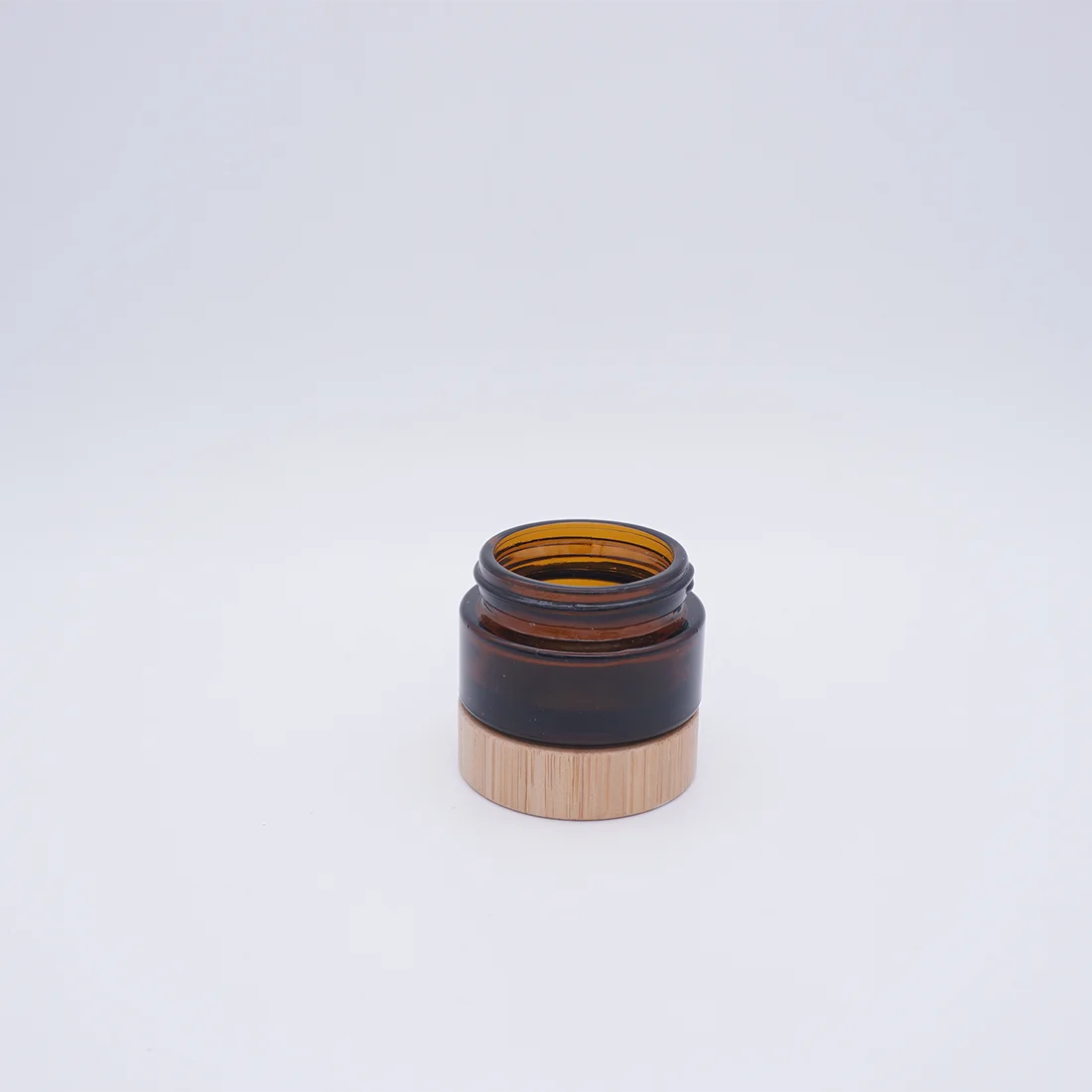 Amber 30g Cosmetic Glass Jar with Wooden Lid