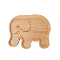 Cute Natural Rubber Wood Handcrafted Cartoon Pattern BPA Free Eco-Friendly Elephant Shaped Dessert Plate for Kids