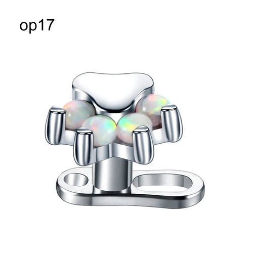 G23 Titanium Dermal Anchor Tops Unisex Body Jewelry Wedding Party Anniversary Engagement Opal Main Stone Trendy Number Pattern