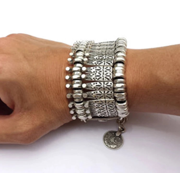 Bohemian Atalanta Bracelet Silver Golden Gypsy Statement Boho  Festival Turkish Jewelry Sinaya Tribal Ethnic Bracelet