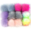 10cm Puff Ball Faux Ball fox Fur Pompom Fluffy White Pom Poms Raccoon fox Fur Ball with Snap for Knitted Hats