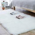 Super Soft Pure White Fur Rug Faux Sheepskin Fur Carpet Machine Made Shaggy Area Rugs for Living Bedroom Exercise Prayer Hallway
