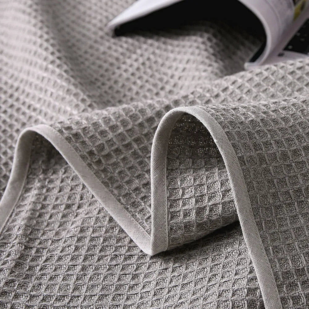 Plain 278*229CM 100% Linen Honey Comb Pure Linen Blankets