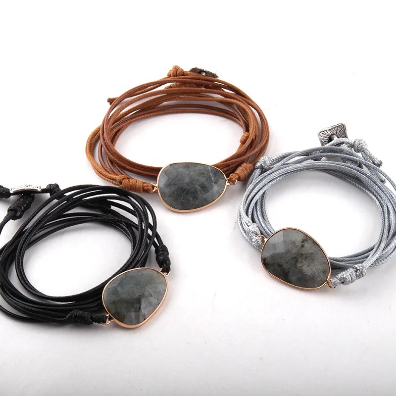 Fashion Natural Stones Wrap Bracelet Handmade Long Friendship Bracelet Wrap Bracelets
