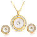 New Trendy Necklace Earring Set 18K Gold Plated Stainless Steel Crystal Necklace Earrings Set for Women Wedding Jewelry Set