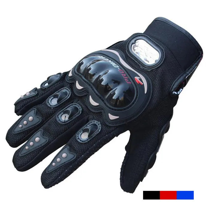 YOUME Professional Leather Motorcycle Gloves Breathable Non-Slip Full Finger Buckle Closure Cycling Mountain Biking Gloves