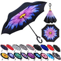 Extra Large Inverted Reverse Golf Umbrella with C-shape Handle Vented Windproof and Waterproof Manual Control Straight Pattern