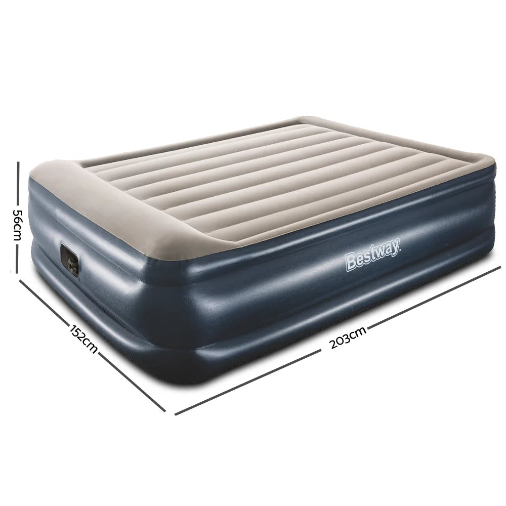 Bestway 67614 Tritech Air Mattress Queen with Built-in AC Pump 2.03 m X 1.52 m X 56 cm