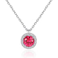 CZCITY Sterling Silver Ruby Women Necklace Tiny CZ Round Ruby Pendant Necklaces for Girls Wholesale