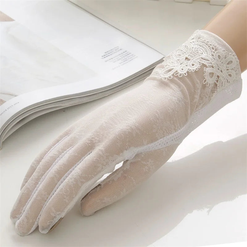 Cheap Summer Sun Shade Bridal Wedding Elegant Black Evening White Women Lace Gloves