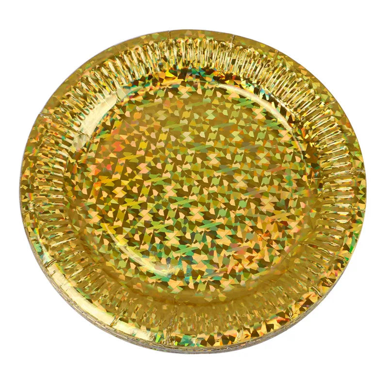 Wholesale New Hot Sell Disposable Vivid  250gsm  9 Inch Foil Gold  Paper Plates
