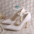 Customized Ivory Pointed Toe Lace Bridal Pumps