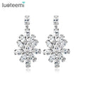 LUOTEEMI Lady Wedding Clear 3A Zircon Diamond Big Heavy Bridal Artificial Diamond Earrings