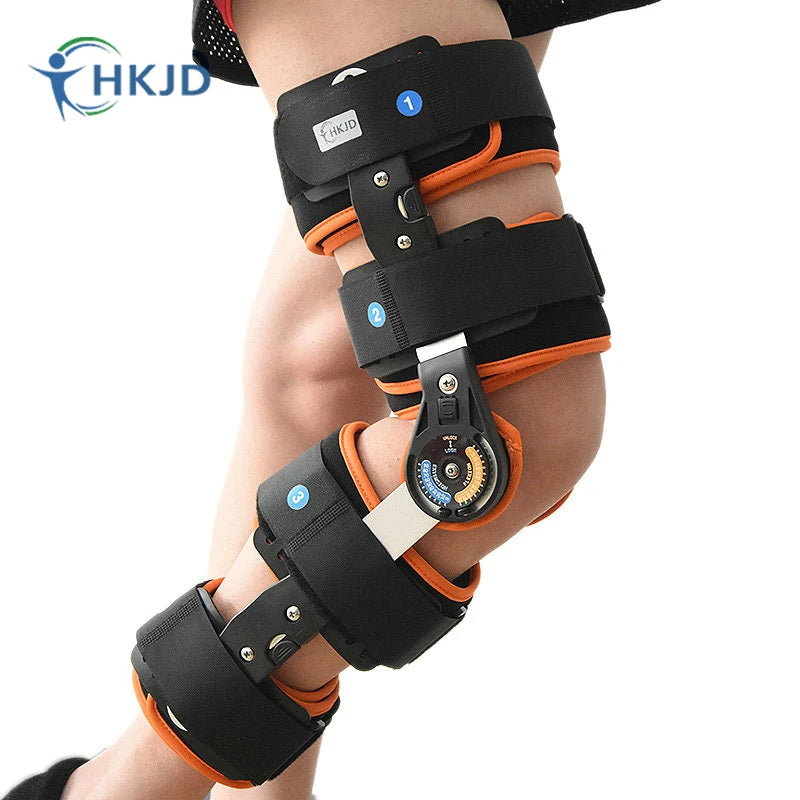 HKJD Hinged ROM Knee Brace Adjustable Knee Immobilizer Support for Orthritis ACL PCL Meniscus Tear Tendon Osteoarthritis