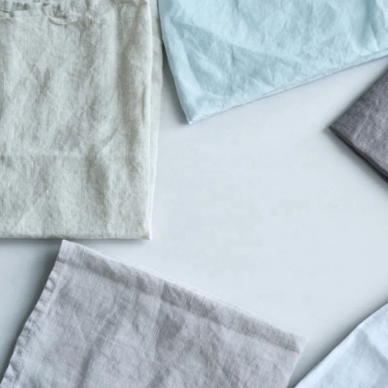 100% French Linen Disposable Square Handmade Napkin Premium Accessory Stone Washed Customized Color & Logo for Restaurants